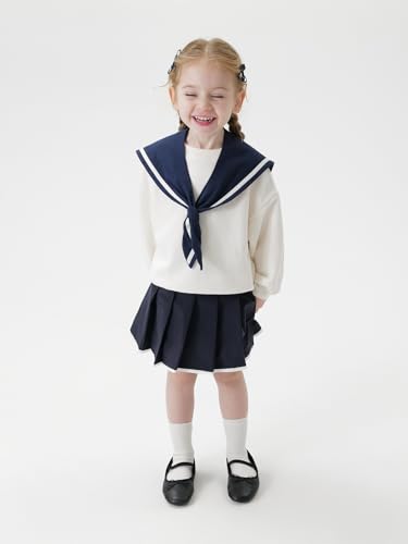 marc & janie Baby Girls Preppy Style Detachable Sailor Collar Sweatshirt Long Sleeve Loose Tops 2502192