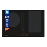 Balay - Placa de Inducción con Extractor Integrado, 80 cm de ancho, 2 Zonas, Flex Inducción, 11 niveles, Zona de 28 cm, Posibilidad de recirculación, Negro, 3EBC989LH