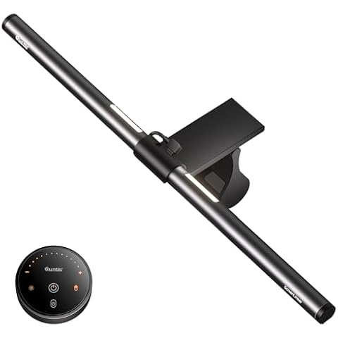 Quntis Computer Monitor Light Bar with Remote, Eye-Care Monitor Light Backlight Desk Lamp for Home Office Gaming, Stepless Dimming Brightness and Color Temperature, No Screen Glare, Gray Cover