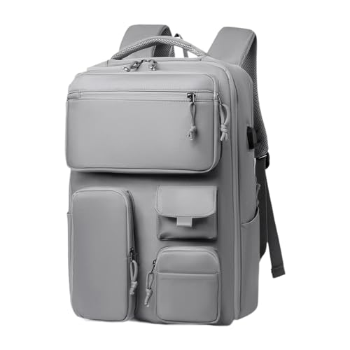 Wenoup Mochila de Senderismo Ligera Impermeable con Bolsillo para Portátil Diseño Compacto Y Resistente para Orden Y Tela Oxford Adecuada para Runn, Gris, universal