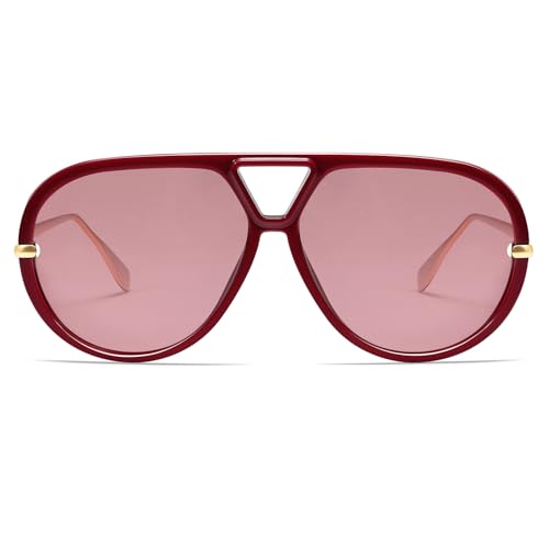 Image of VANLINKER Oversized Trendy Polarized Aviator Sunglasses for Women Men Retro Round Sunglasses Vintage Shield Shades VL9798