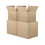 The Boxery Moving Boxes 4-Pack XX-Large | 24x24x24 inch Brown/Kraft Corrugated Cardboard Packing, Moving & Storage for Business/Home – Durable - Eco-Friendly, Recyclable - Made in the USA