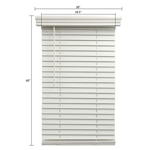 Metro Galaxy 2" Faux Wood Venetian Horizontal Blinds, Partial Inside Mount Cordless Window Blinds, 34.5" X 60", White #TOP4