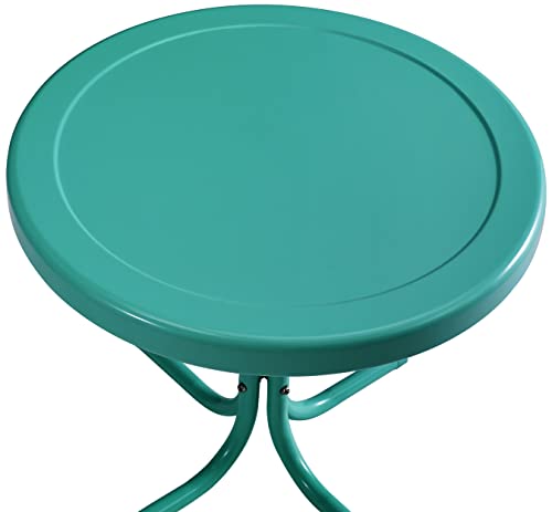 Crosley Furniture Ko10019Tu Bates 3-Piece Retro Metal Outdoor Seating Set With Side Table And 2 Chairs, Turquoise Gloss #TOP7
