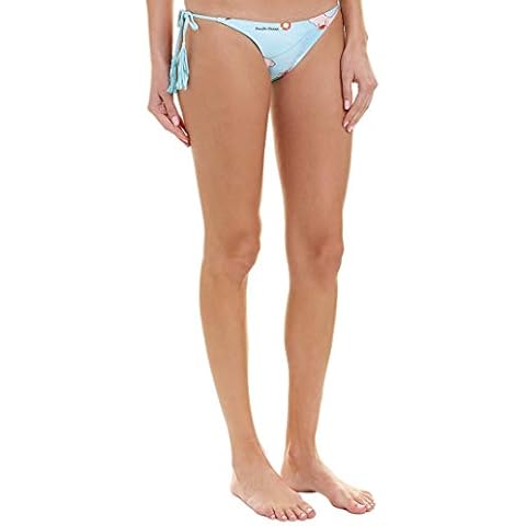 PilyQ Women's Map Print Tie Side Bikini Bottom Teeny Swimsuit, Medium Cover