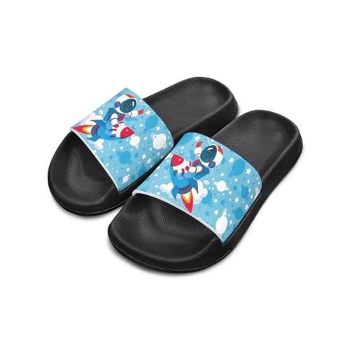Howilath Non-Slip Rocket Astronaut Boys Slides Cloud Slippers Youth Casual Open Toe Quick Drying Shoes Bathroom Shower Sandals