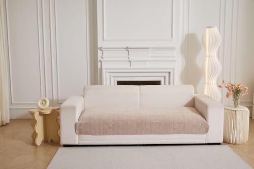 Image of HOMETHREADS Innovative Premium Velvet Sofa Cover Mat with PVC Backing for Non-Slip Comfort (C Beige, 1 Seater | 70x70cm)