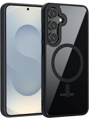 Image of DIZORO Samsung S25 Plus Case,Compatible with MagSafe, Non Yellow Military-Grade Drop Protection & Hard PC Back Cover Slim Transparent Anti-Scratch Shockproof Phone Case (Black)