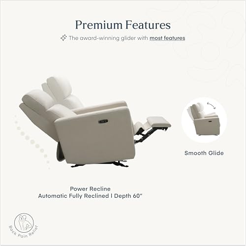 Image of Nurture& The Glider - Premium Power Recliner Nursery Chair with Stationary Headrest | Designed for Comfort and Simplicity | Built-in USB Charger
