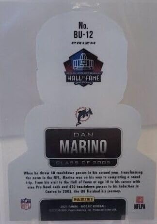 Dan Marino Busted Case Hit SSP Busted Prizm Die Cut Special Insert Collectible Football Card- 2021 Panini Mosaic Football Card #BU-12 (Dolphins)