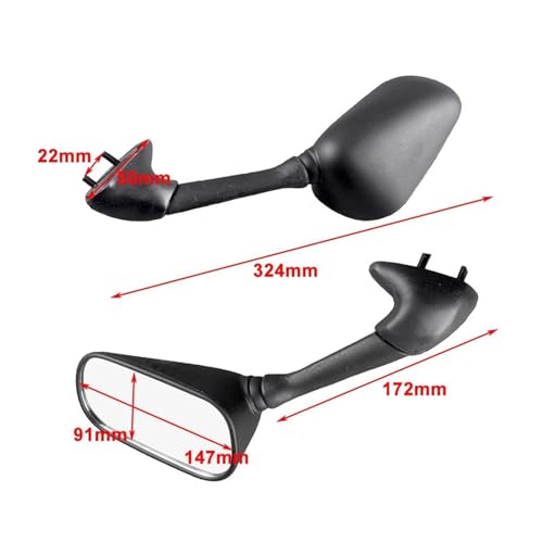 Espejos retrovisores moto YZF R6 plegables con ajuste angular y visión ampliada 3