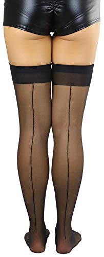 Image of ToBeInStyle Women's Sheer Banded Thigh High Socking w /Opaque Band