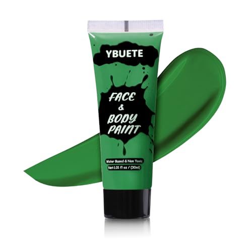YBUETE Green Face Body Paint Professional Paint for Halloween Cosplay Costume Party Full-coverage Multi-Color Cream Makeup Blendable Body Painting for Adults Halloween Cosplay SFX Makeup Paint