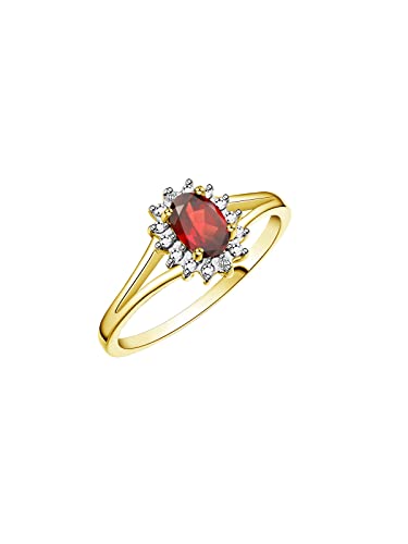 Image of Rylos Halo Ring: Diamond Birthstone with 6X4MM Oval Gemstone - Women's Jewelry in Yellow Gold Plated Silver - Stunning Diamond Ring Sizes 5-10