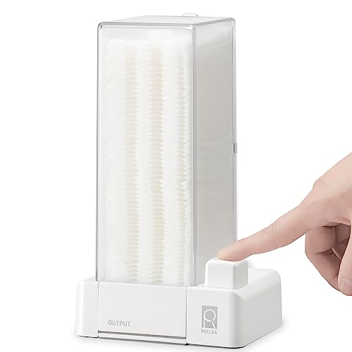 Ryelea Cotton Pad Dispenser, Automatic Press Type Makeup Removal Cotton Holder, Optional Wall...