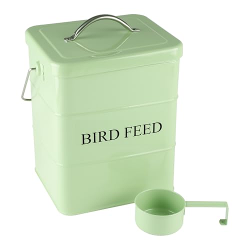Brabtod Bird Seed Storage Container Airtight,5~6LB Metal Bird Food Container