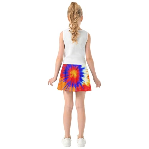 Joisal Athletic Shorts for Girls Skorts Orange Blue Tie Dye Swirls Toddlers Tennis Skirts Colored Pleated Skort 3t4