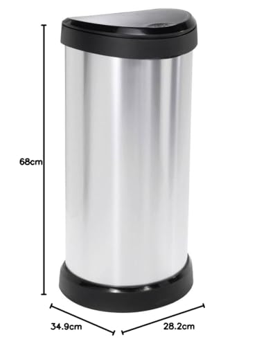 Poubelle 40L Curver haute finition aspect métal durable avec ouverture précise - 3
