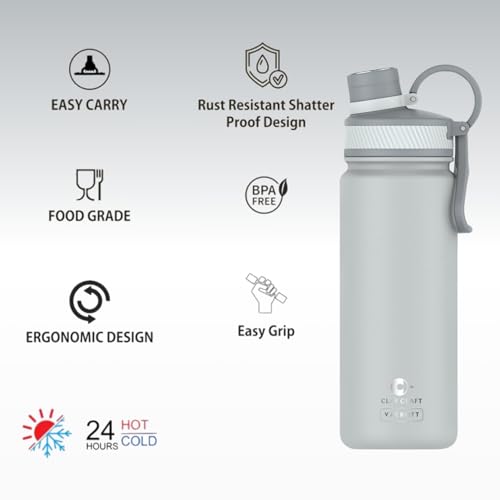 Image of Clay Craft VACBOTT Zing Double Walled 18 Hours Hot and 24 Hours Cold Insulated Flask 780ML, 2 Pcs|Easy to Carry|Gym Bottle|Home|Kitchen|Hiking|Travel Bottle|BIS Certified|1Year Limited Warranty