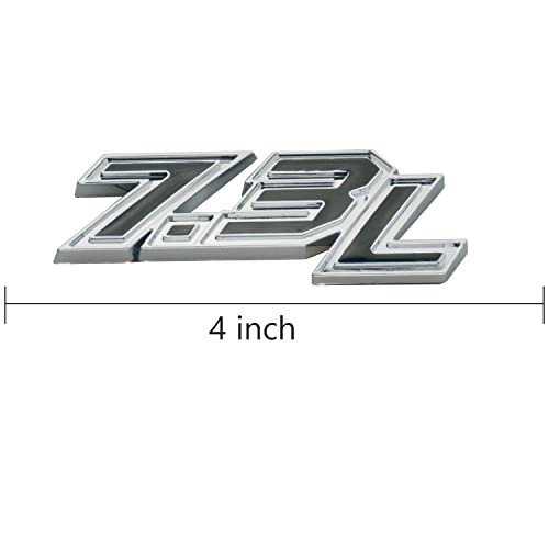 Image of 2Pcs 7.3L Emblems 3D Power Stroke Turbo Side Badge Nameplate Decal Stickers Logo Fit for 150 250 350 (Silver Black)