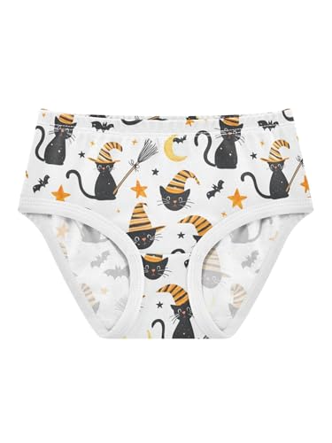 ZZKKO Halloween Cute Black Cat Girls Underwear Toddler Panties for Girls Comfort Brief Size 2T