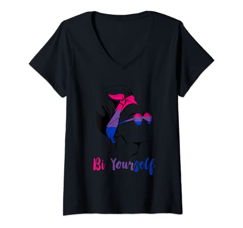 Damen Bisexual Yourself Bi Pride Bisexuelle Flagge LGBT Bisexual Pride T-Shirt mit V-Ausschnitt