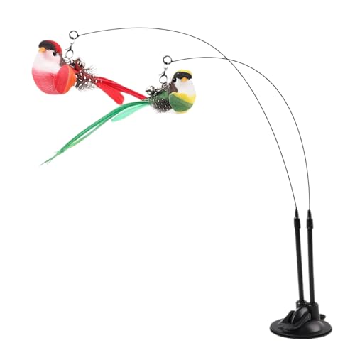 Quorvex Vara Juguete Gato - Caña Juego Gato,2 En 1 Interactivo con Pájaro Extraíble Y Sonido para Entrenamiento De Agilidad Control De Peso