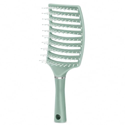 Image of GLUN Portable Detangling Hair Brush Pack of 1 Green Colour, Curly & Straight Hair Brush for Women & Men Accessories Use in Salon, Home & Personal Use