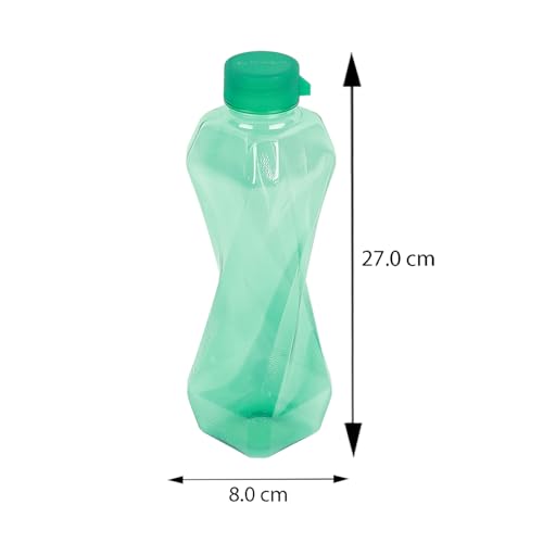 Image of PEARLPET Twist BPA-Free Plastic Water Bottle Set |Lightweight, Leak-Proof & Freezer Safe - Pack of 6 (1000ml Each), Green