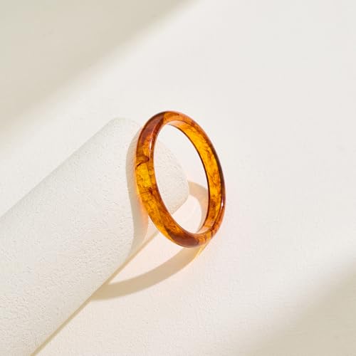 Thin Brown Acrylic Bracelet for Women Cream White Resin Bangle Translucent Tortoiseshell Resin Bracelet Vintage Wristband Bangle2