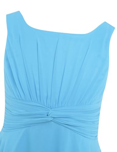 Kids Princess Sleeveless Knotted Waist and Ruched Chiffon Flower Girls Dress Wedding Birthday Party Gown4