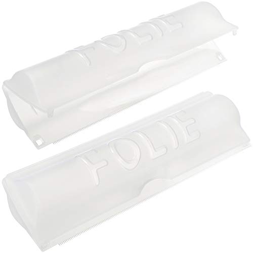 COM-FOUR® 2x Cortador de papel de aluminio - Dispensador de film transparente para papel de aluminio o film transparente (2 piezas - transparente)