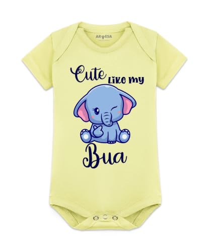 Image of ARVESA Baby Romper Bua Theme for Baby Boy and Baby Girl Cotton 0-12 Months Design No 972 - Cute Like My Bua