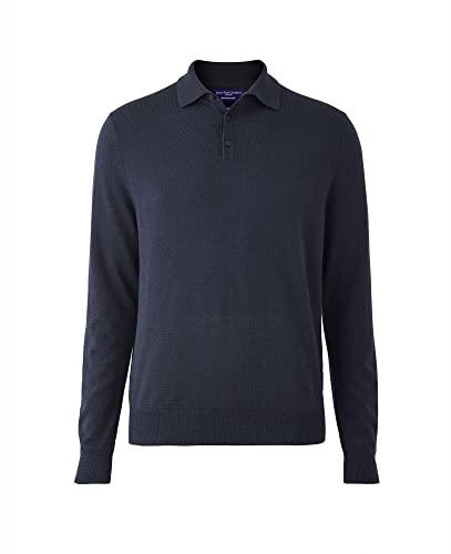Savile Row Merino Wool Polo Shirt, Medium, Navy