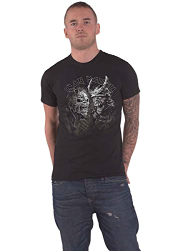 Iron Maiden T Shirt Senjutsu Grayscale Heads Band Logo Nouveau Officiel Homme Size XL