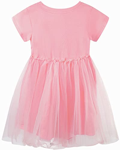 Retsugo Girls Casual Dress Toddler Girl Summer Dresses Short Sleeve Tutu Dresses For Little Girls 1-8 Years 1039-Pink #TOP1