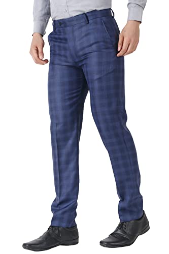 Image of MALENO Men's Polycotton Slim Fit Checkered Trouser |Trousers for Office, Party | Men Formal Pant