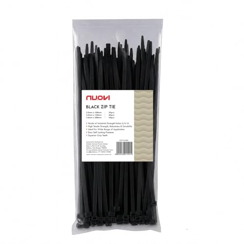 Image of Zip Ties Assorted Size | Heat Resistant Cable with Self-Locking Mechanism | Self-Lock, Antislip Cable Organizer | for Indoor & Outdoor Use (Set of 100, Color May Vary)