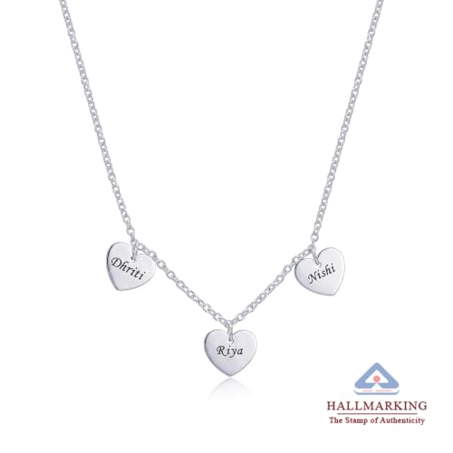 Image of TRUESILVER ACPL 925 Sterling Silver Personalized Name Necklace for Women | Custom Engraved Couple & Family Pendant | Heart Circle & Russian Ring Necklaces | Gift for Anniversary Birthday Wedding