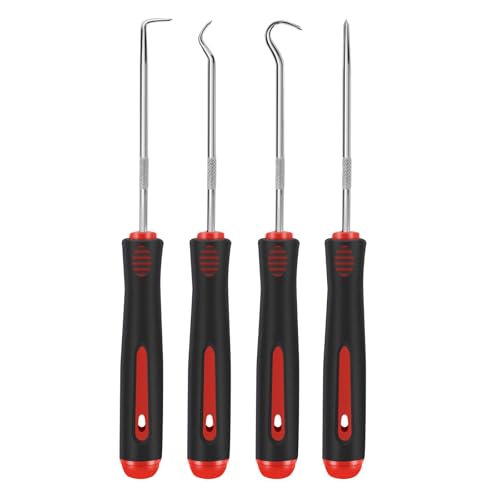 BVEBOZY 4-Piece Hook and Pick Set Slip Shaft for Oil Seal Gasket Removal and Electronic Repair(6.5 Inches)