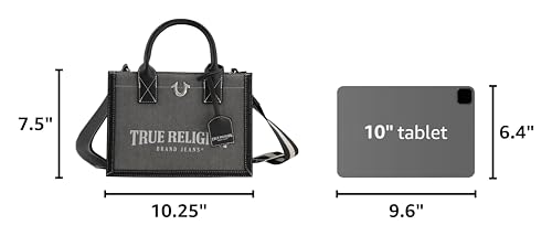 Image of True Religion Women's Tote Bag, Medium Travel Purse Handbag with Adjustable Shoulder Strap and Horseshoe Logo