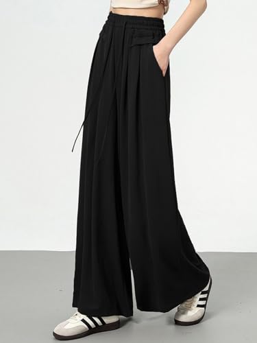 Image of KOTTY Women's Solid|Drawsting|Front Pocket|Wide Leg Style|High Rise|Casual Pant