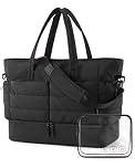 BAGSMART 38L Travel Duffle Bag with Shoe & Laptop Compartments, Overhead Cabin Bag, Large Carry on Hand Luggage Tote, Women's Puffer Weekend Sports Bag