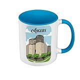 Fabulous Mug de Couleur Qualité Premium Bleu - Angers Château France Ville Voyage Tourisme - Tasse avec anse et intérieur de couleur