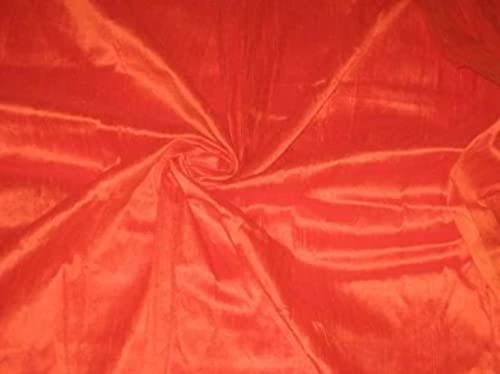 Soie dupion couleur orange vif 11 cm - Tissu noble à reflets changeants