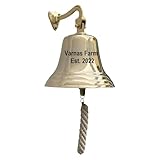 Customized Ship Bell, Personalized Brass Bell, Engraved School Wall Hanging Bell, Home Decor Indoor/Outdoor, Nautical Bells, Ship Boat Maritime Decor, (6 inch)