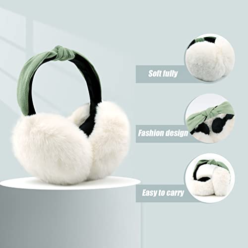 Fsteoe Women Winter Ear Muffs Foldable Girl Ear Warmer Fashion Furry Earmuff Soft Ear Cover Cold Weather (A-White) #TOP1