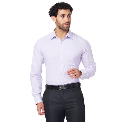 Image of Raymond Men Slim Fit Structure Pattern Pure Cotton Semi Cutaway Collar Full Sleeve Formal Shirt