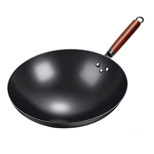 Wok de acero al carbono con mango de madera 11.8 x 5.1 in miniatura 1