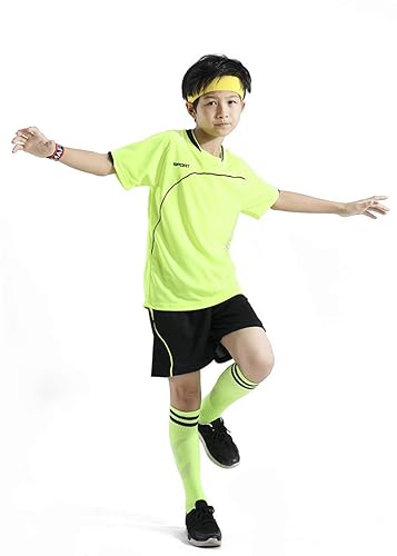 Coralup Kids Sports Shorts Sets Football&Basketball Uniform Jerseys Tracksuit Training Suits Summer Beach Short Sleeve Set Green 4-5Years - Image 4